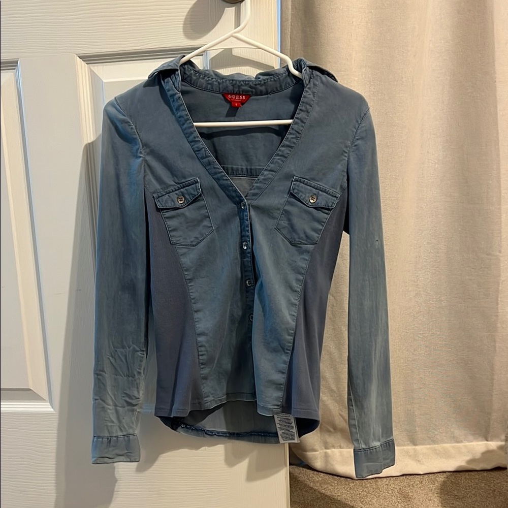 Guess Blue Button-Up Shirt